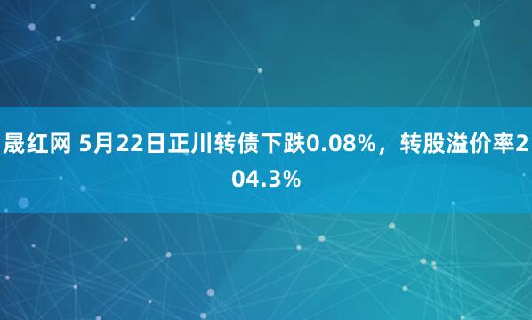 晟红网 5月22日正川转债下跌0.08%，转股溢价率204.3%